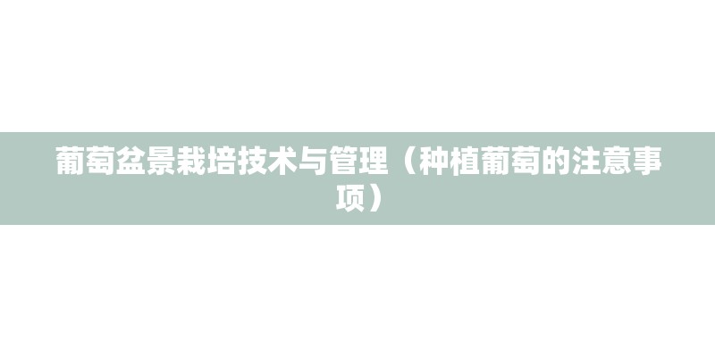 葡萄盆景栽培技术与管理(种植葡萄的注意事项) 葡萄盆景栽培技术与管理(种植葡萄的注意事项)