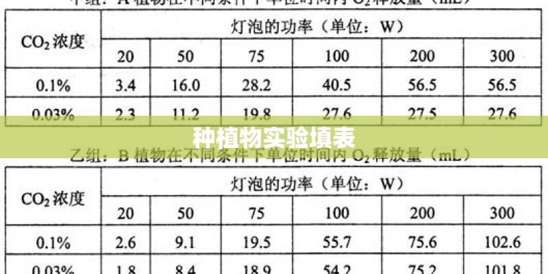 种植物实验填表