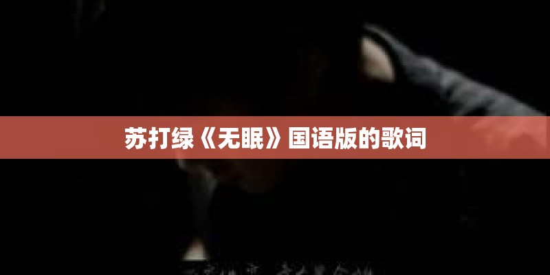 苏打绿《无眠》国语版的歌词 苏打绿《无眠》国语版的歌词